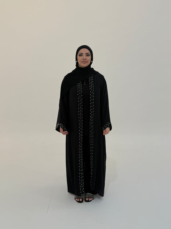 Pearl Open Abaya - Midnight