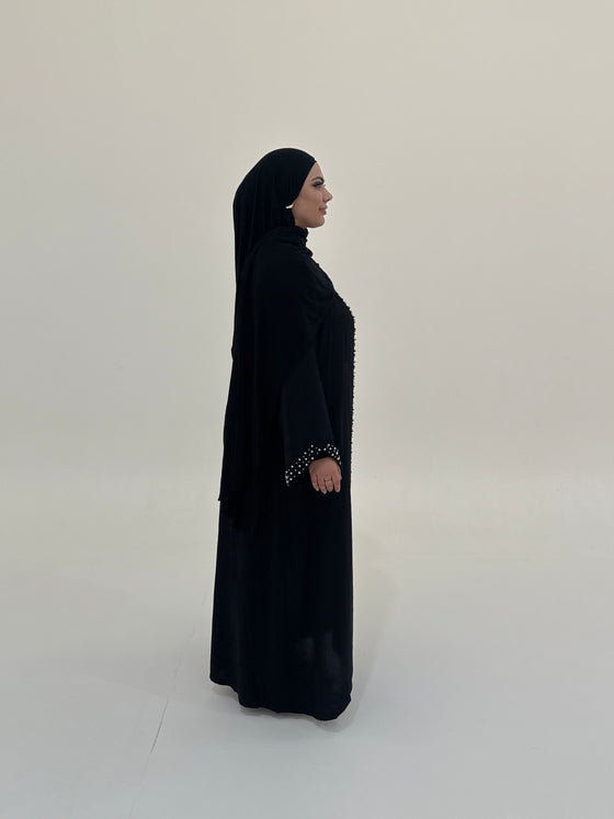 Pearl Open Abaya - Midnight