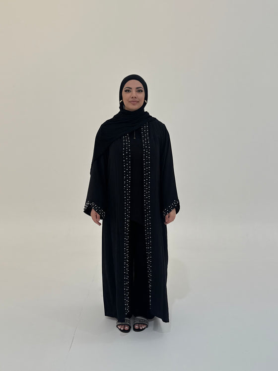 Pearl Open Abaya - Midnight