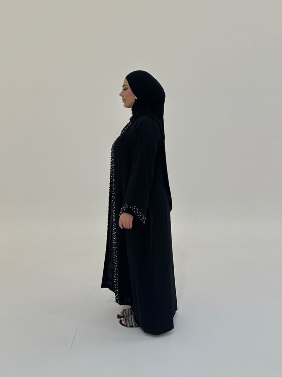 Pearl Open Abaya - Midnight